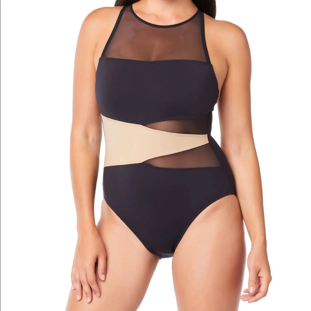 NWT Mesh High Neck One Piece Swimsuit